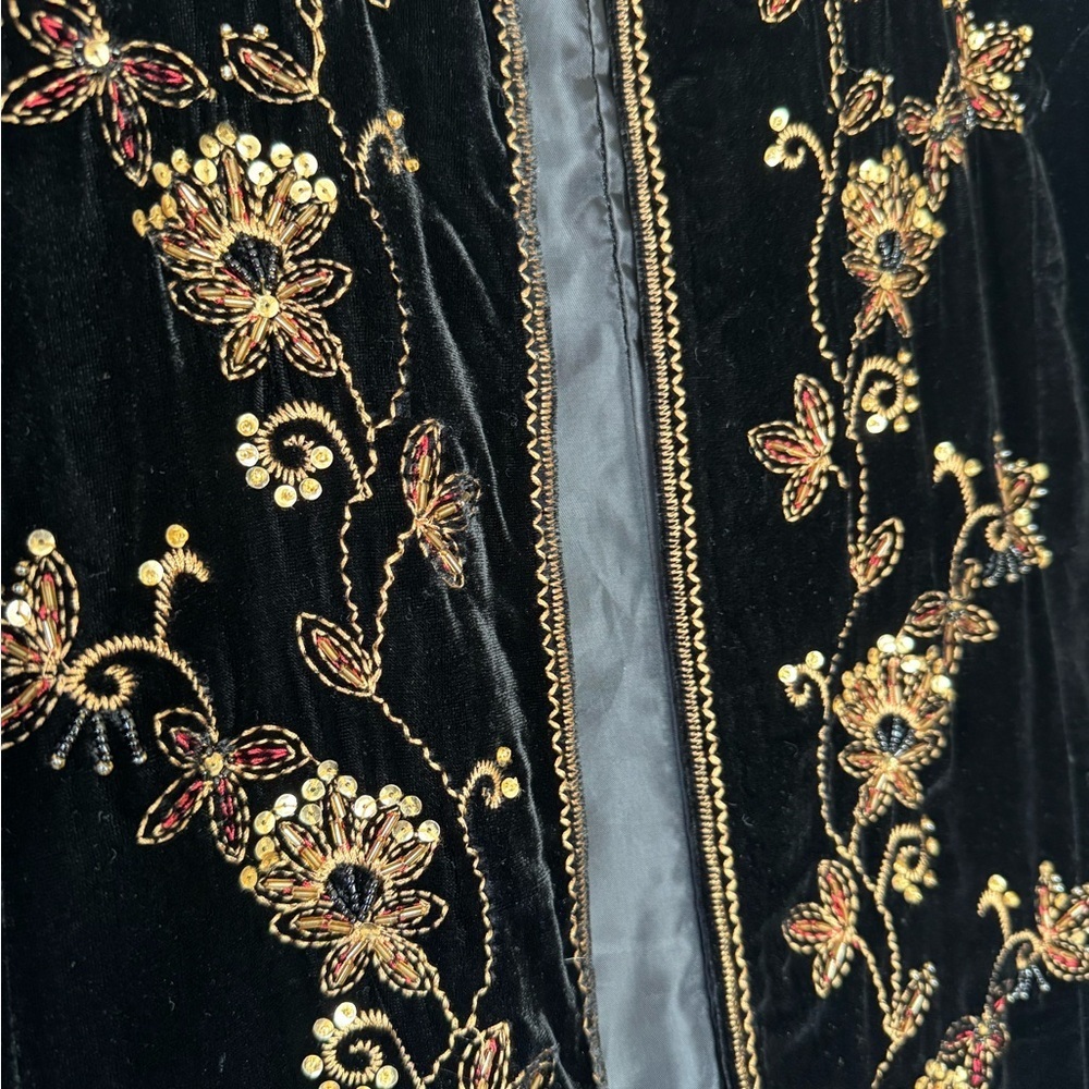 Draper’s & Damon’s Petites Black Velvet Beaded Embroidered Jacket PXL - Picture 8 of 11